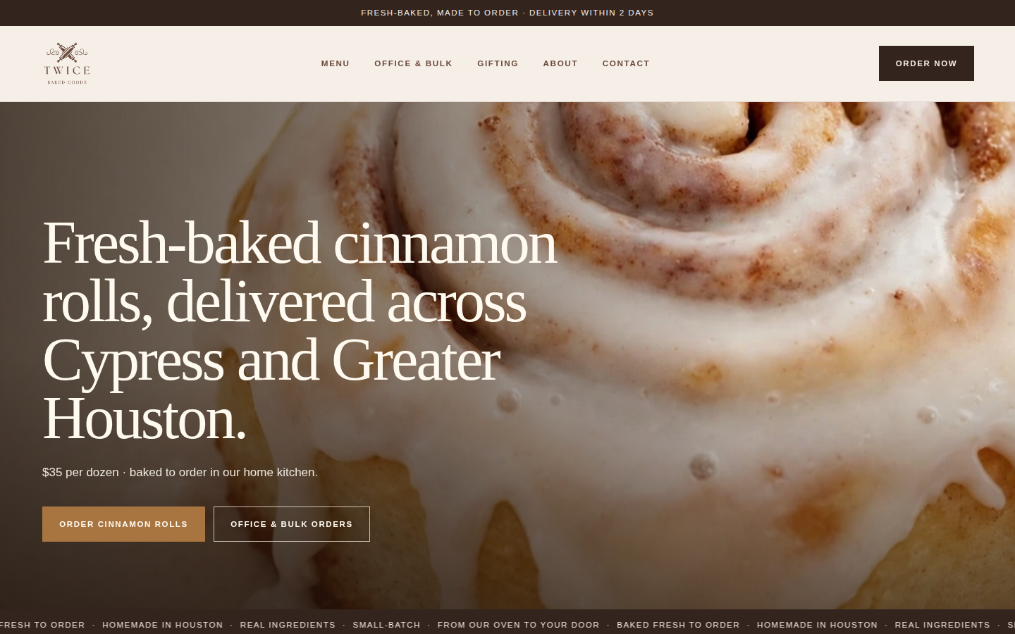 TWICE Baked Goods website preview
